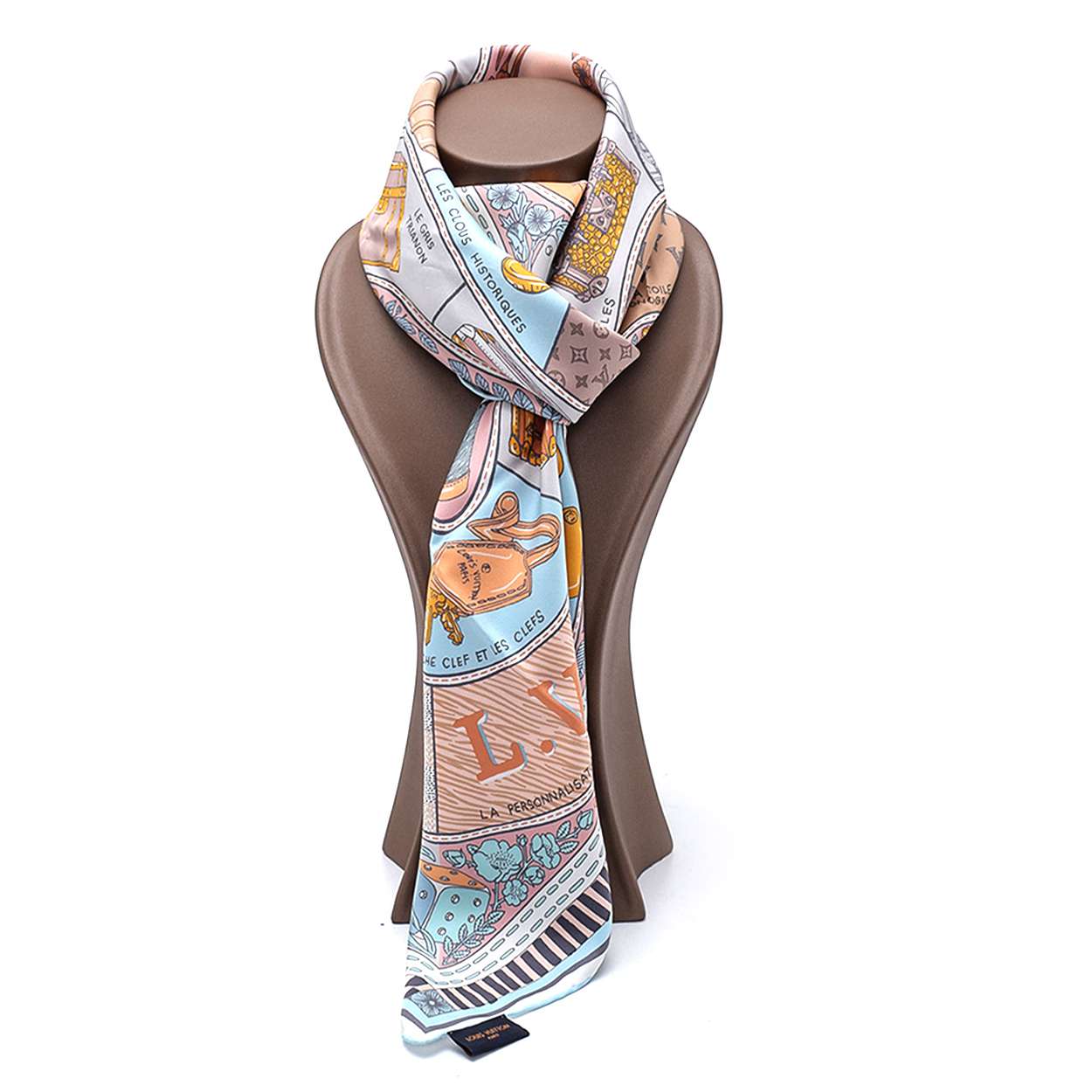 Louis Vuitton - Baby Blue and Soft Pink Printed Silk Scarf
